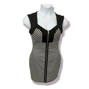 Stitch Clothing Co. black and White Striped Sleeveless Stretch Dress Size L